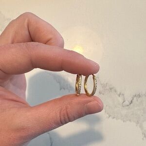 Gold Crystal-Studded Hoop Earrings